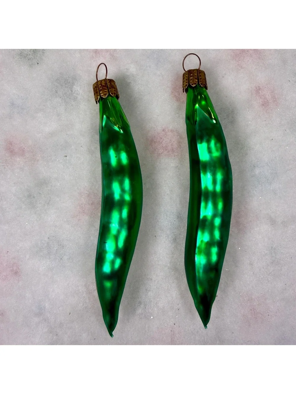 Pea Pods Blown Glass Ornaments by Smith & Hawken - Set of 2